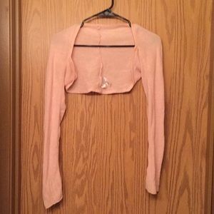 Pink Bloch sweater shawl